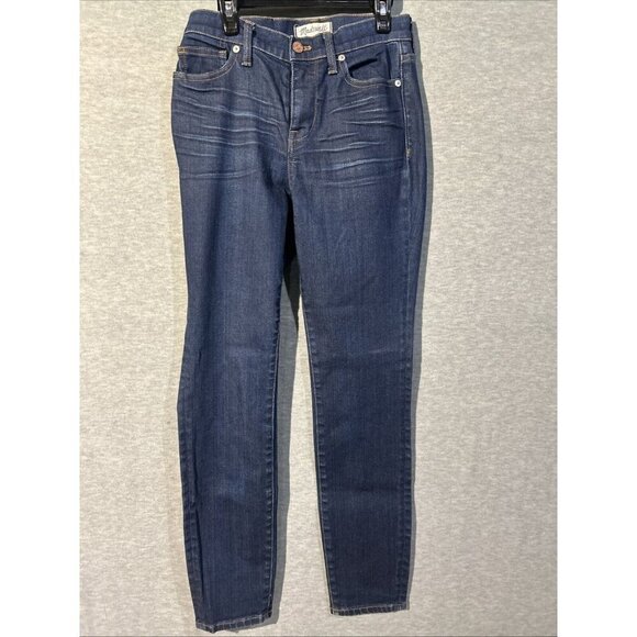 Madewell Denim - Madewell Womens Blue Dark Wash Mid Rise Pockets Denim Skinny Leg Jeans Size 25